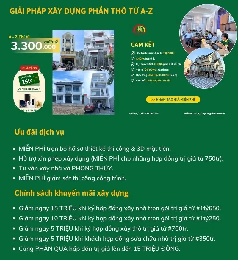 Chính sách ưu đãi đặc thù cho chủ đầu tư khi sử dụng dịch vụ xây dựng phần thô tại Xây dựng Nhất Tín