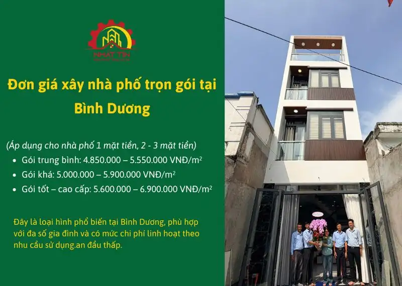 Đơn giá xây nhà phố trọn gói tại Bình Dương Xây dựng Nhất Tín