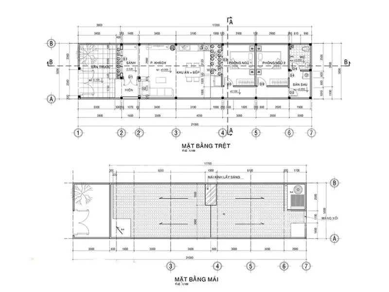 Bản bố trí công năng mẫu nhà 5x15 cấp 4 Xây Dựng Nhất Tín