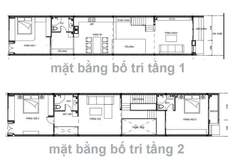 Bản vẽ 2D thiết kế nhà 5x19 2 tầng Xây dựng Nhất Tín 1