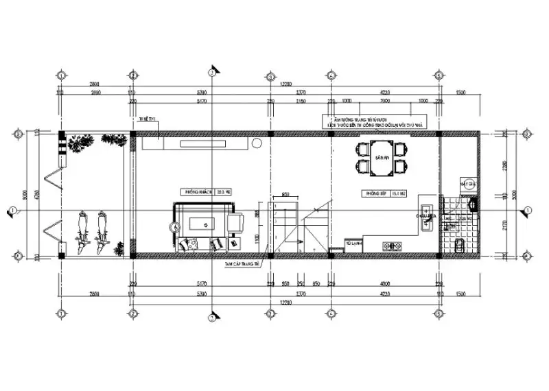 Bản vẽ nhà phố 5x13m có tầng lửng Xây dựng Nhất Tín