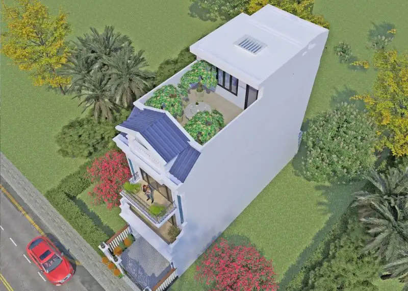 Bản vẽ thiết kế nhà diện tích 5x13m lệch tầng có sân thượng không gian mở Xây dựng Nhất Tín