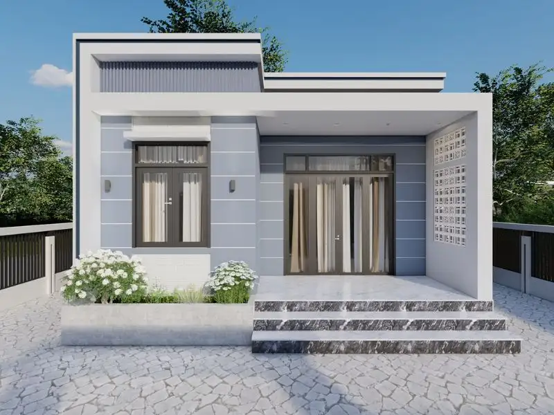 Bản vẽ thiết kế nhà mặt tiền 6m 1 tầng mái bằng tinh tế Xây dựng Nhất Tín 1