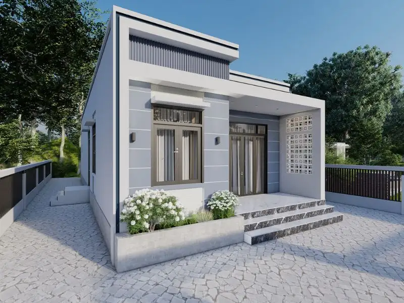 Bản vẽ thiết kế nhà mặt tiền 6m 1 tầng mái bằng tinh tế Xây dựng Nhất Tín 1