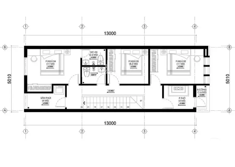 Bố trí công năng nội thất nhà ống 2 tầng ngang 5m sâu 13m Xây dựng Nhất Tín