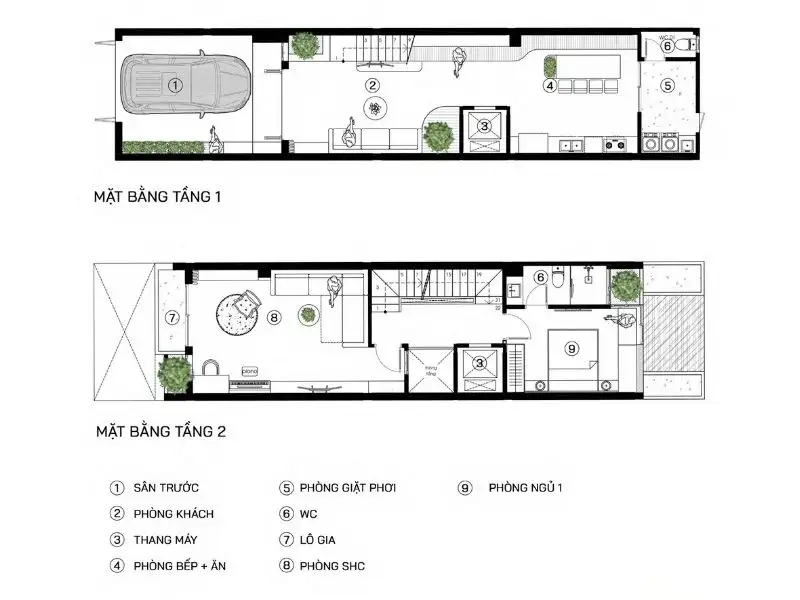 Mặt tiền nhà phố 5x15 kiến trúc 4 tầng Xây Dựng Nhất Tín 1