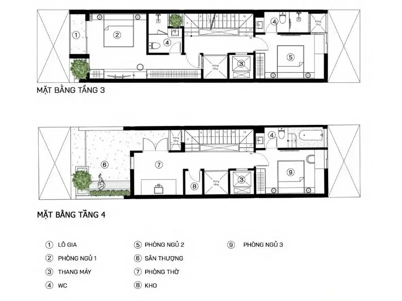 Mặt tiền nhà phố 5x15 kiến trúc 4 tầng Xây Dựng Nhất Tín 1