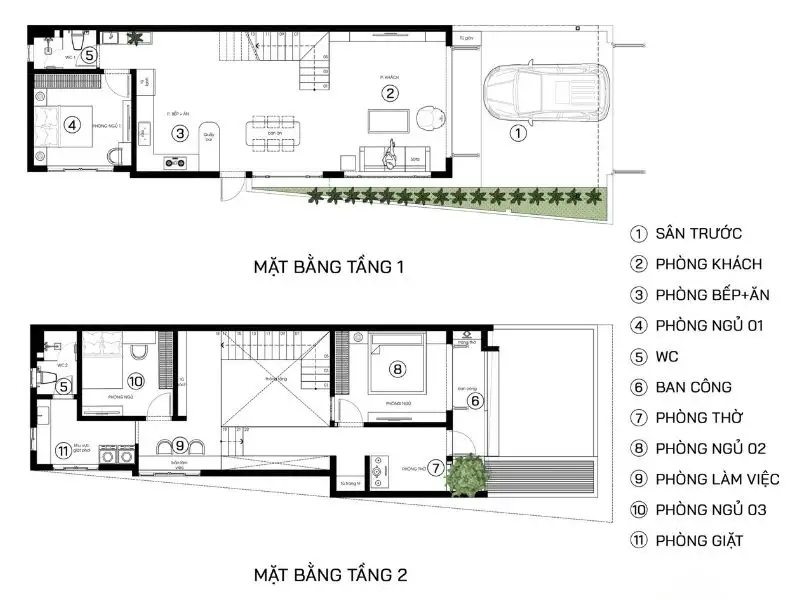 Mẫu nhà 2 tầng mặt tiền 6m Hiện Đại 3 phòng ngủ tối ưu công năng Xây dựng Nhất Tín 1