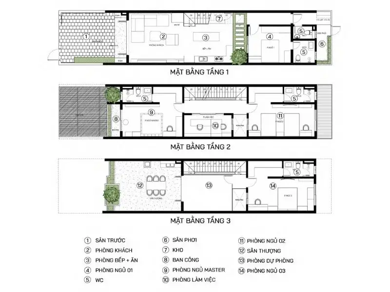 Mẫu nhà 3 tầng 5x15m 4 phòng ngủ với thiết kế không gian xanh gần gũi thiên nhiên Xây Dựng Nhất Tín 1