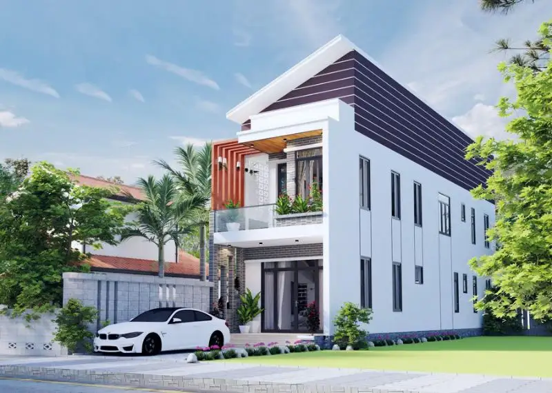 Mẫu nhà 5x10m 2 tầng mái lệch với vẻ ngoài độc đáo Xây dựng Nhất Tín