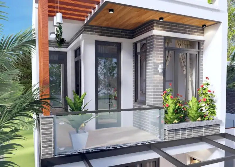 Mẫu nhà 5x10m 2 tầng mái lệch với vẻ ngoài độc đáo Xây dựng Nhất Tín