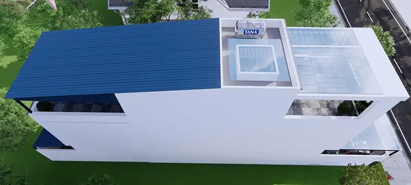 Mẫu nhà 5x13m 2 tầng 1 tum mái tôn Hiện Đại Xây dựng Nhất Tín