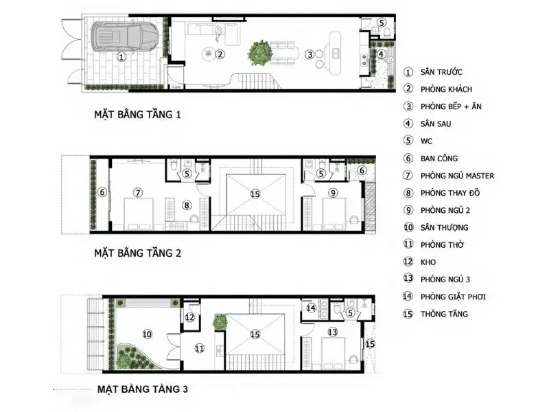 Mẫu nhà 5x15m có giếng trời với thiết kế lam cách tân độc đáo Xây Dựng Nhất Tín 1