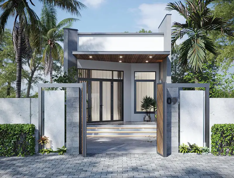 Mẫu nhà cấp 4 5x13 mặt tiền chéo tối ưu phong thủy Xây dựng Nhất Tín