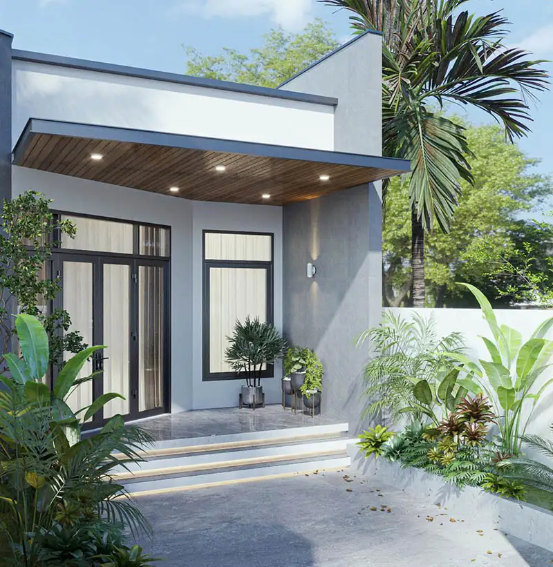 Mẫu nhà cấp 4 5x13 mặt tiền chéo tối ưu phong thủy Xây dựng Nhất Tín