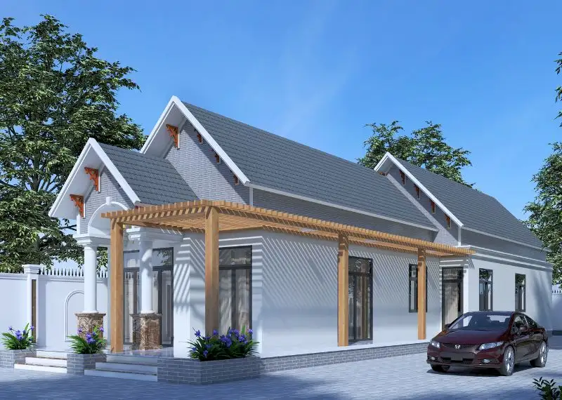 Mẫu nhà cấp 4 có sân vườn diện tích 5x19m Xây dựng Nhất Tín