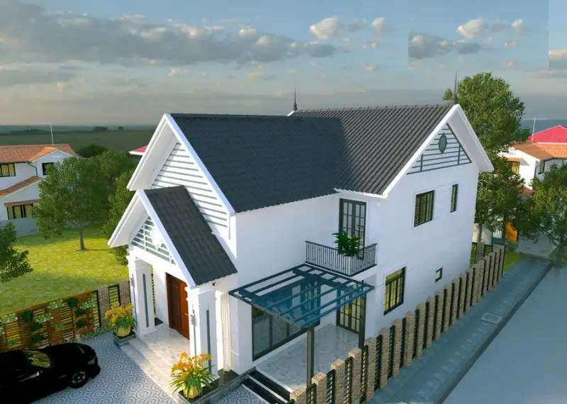 Mẫu nhà gác lửng 5x13 mái Thái với thiết kế kiểu chữ L tối ưu diện tích đất Xây dựng Nhất Tín