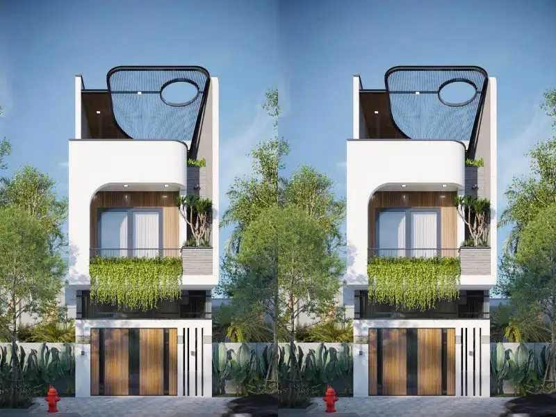 Mẫu nhà mặt tiền 6m 3 tầng Hiện Đại có sân thượng nhỏ phía mặt tiền Xây dựng Nhất Tín 1