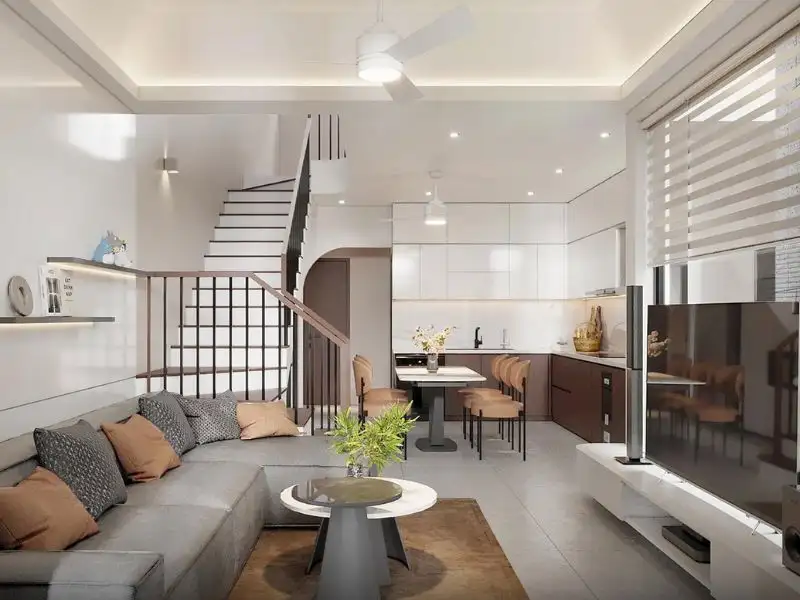 Mẫu nhà mặt tiền 6m 3 tầng Hiện Đại có sân thượng nhỏ phía mặt tiền Xây dựng Nhất Tín 1