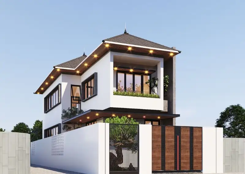 Mẫu nhà ngang 5m dài 13m mái Nhật có bố trí công năng tiện nghi Xây dựng Nhất Tín