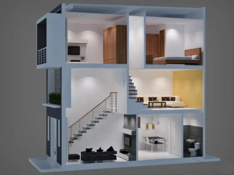 Mẫu nhà phố 5x15 1 trệt 1 lầu có gác lửng Xây Dựng Nhất Tín 1