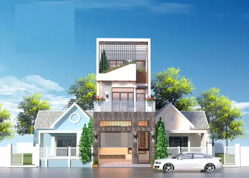 Mẫu thiết kế nhà 3 tầng 5x13m có gara ô tô Xây dựng Nhất Tín