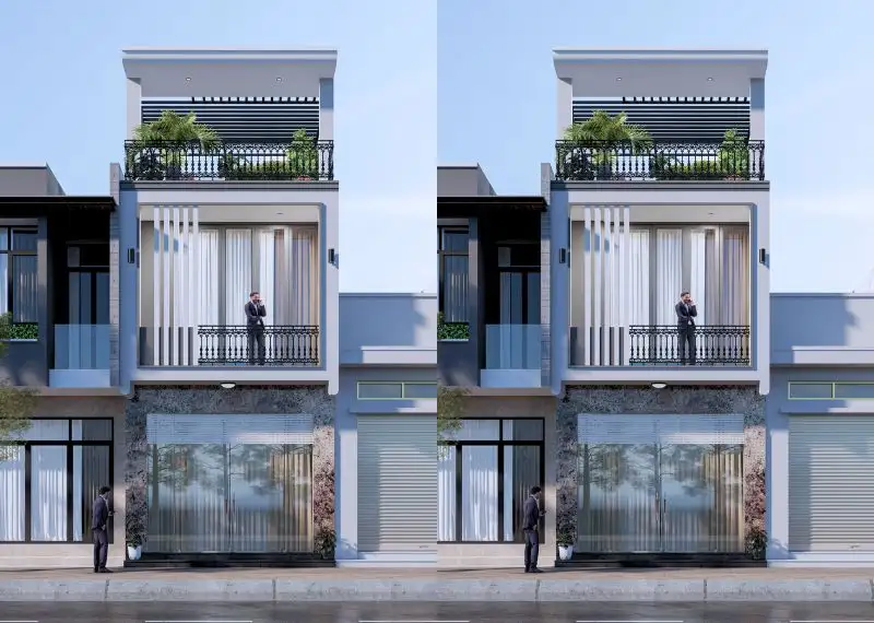 Nhà 1 trệt 1 lầu 1 sân thượng mặt tiền 5m sâu 19m với thiết kế lan can mỹ nghệ cuốn hút Xây dựng Nhất Tín