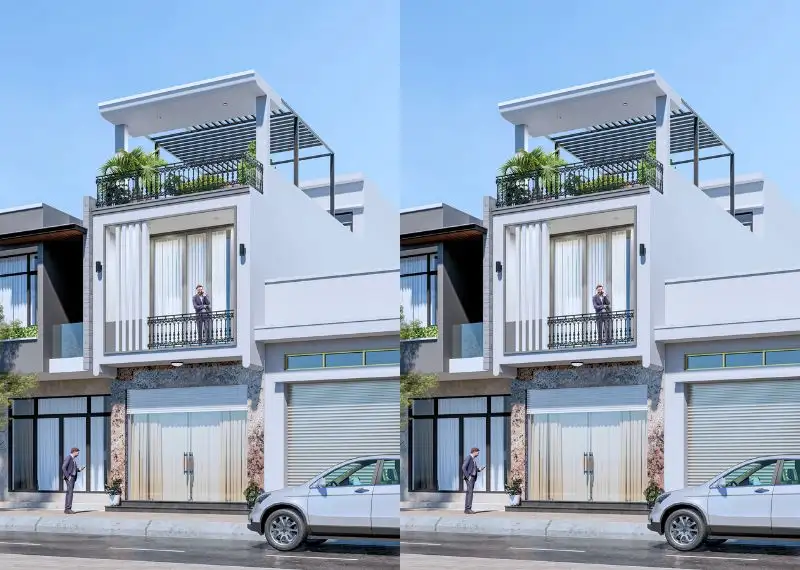 Nhà 1 trệt 1 lầu 1 sân thượng mặt tiền 5m sâu 19m với thiết kế lan can mỹ nghệ cuốn hút Xây dựng Nhất Tín