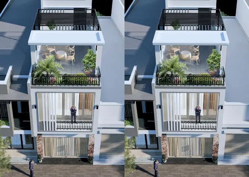 Nhà 1 trệt 1 lầu 1 sân thượng mặt tiền 5m sâu 19m với thiết kế lan can mỹ nghệ cuốn hút Xây dựng Nhất Tín