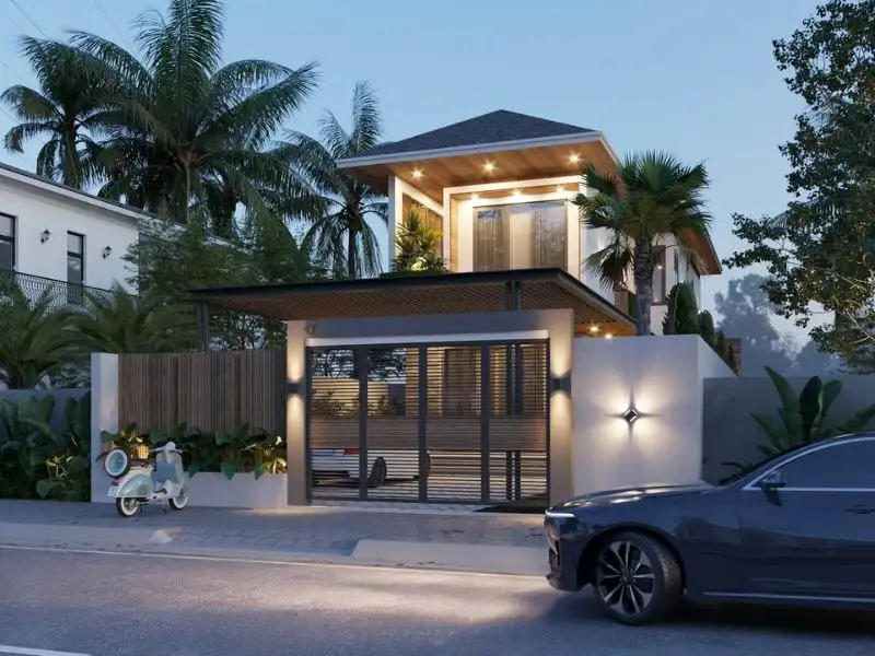 Nhà 2 tầng mặt tiền 6m mái Nhật Hiện Đại có gara ô tô Xây dựng Ngất Tín 1