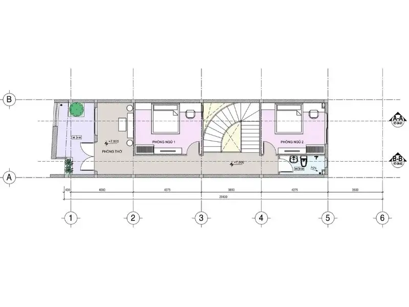 Nhà 3 tầng 3 phòng ngủ 5x15 Hiện Đại với hình khối mặt tiền vát chéo lạ mắt Xây Dựng Nhất Tín 1