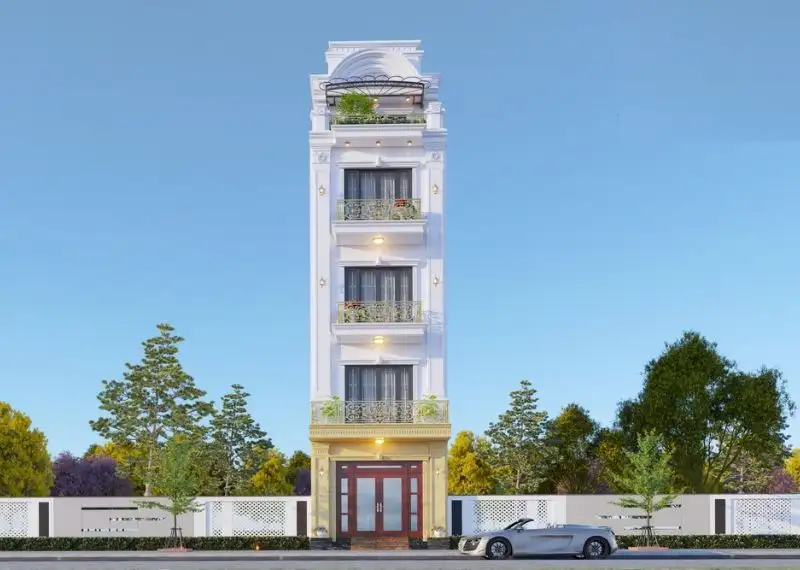 Nhà phố 5x10 có thang máy phong cách Tân Cổ Điển