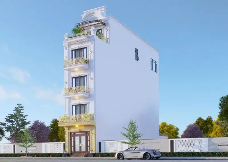 Nhà phố 5x10 có thang máy phong cách Tân Cổ Điển