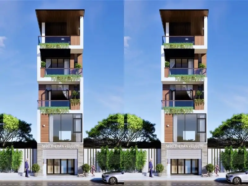 Thiết kế nhà 4 tầng ngang 5m dài 15m với hệ kính kịch tường giúp tối ưu hóa ánh sáng tự nhiên Xây Dựng Nhất Tín 1