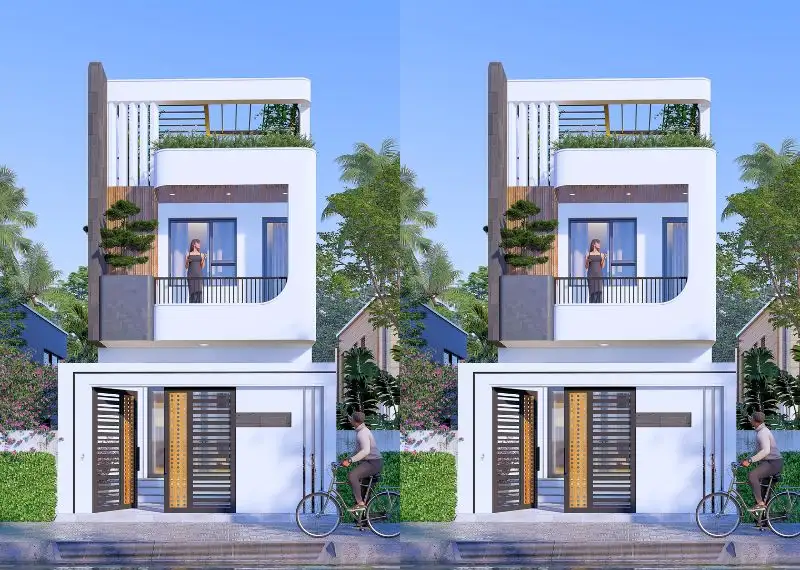 Thiết kế nhà ống 2 tầng 1 tum 3 phòng ngủ 5x19m phong cách Hiện Đại Xây dựng Nhất Tín