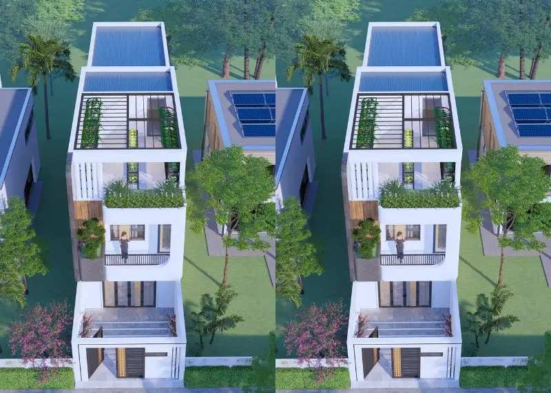 Thiết kế nhà ống 2 tầng 1 tum 3 phòng ngủ 5x19m phong cách Hiện Đại Xây dựng Nhất Tín