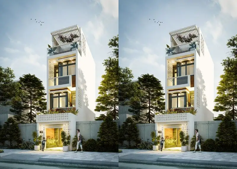 Thiết kế nhà phố 5x10m kiến trúc 4 tầng phong cách Hiện Đại Xây dựng Nhất Tín