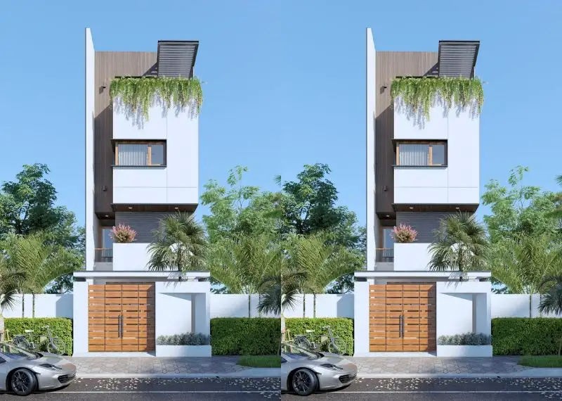 Thiết kế nhà phố 5x19m 4 tầng có gara ô tô trước nhà Xây dựng Nhất Tín