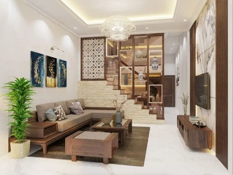 Ý tưởng bố trí phòng khách Thiết kế nhà 5x13m Xây Dựng Nhất Tín 1