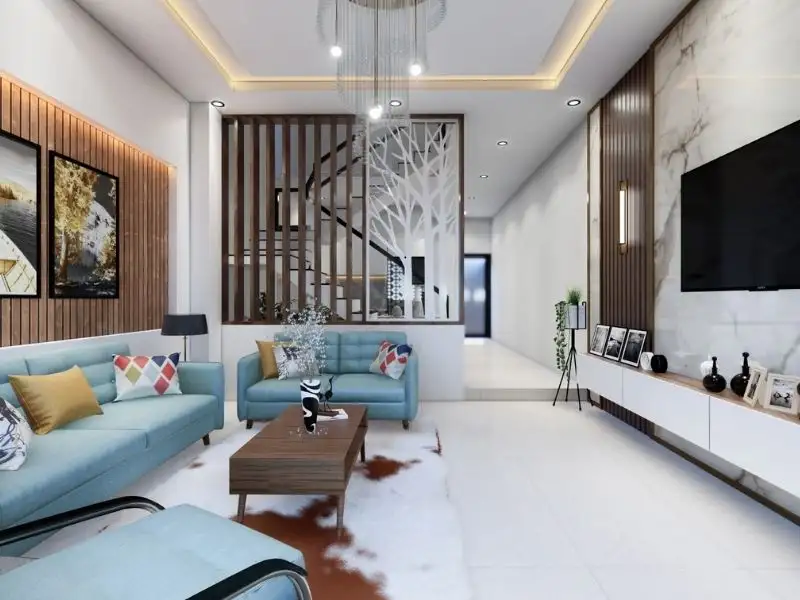 Ý tưởng bố trí phòng khách Thiết kế nhà 5x13m Xây Dựng Nhất Tín 1