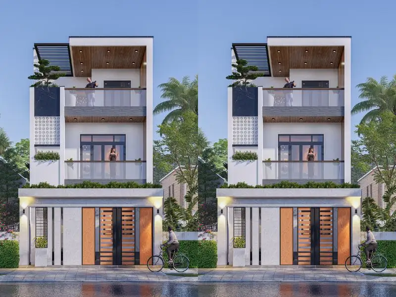 Mẫu nhà 3 tầng 6x12 Hiện Đại có giếng trời giúp nội thất nhà luôn thông thoáng Xây dựng Nhất Tín