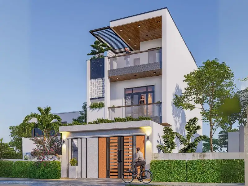 Mẫu nhà 3 tầng 6x12 Hiện Đại có giếng trời giúp nội thất nhà luôn thông thoáng Xây dựng Nhất Tín