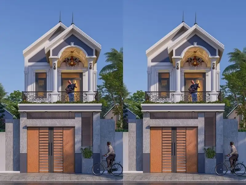 Mẫu nhà 6x12 2 tầng kiến trúc mái Thái Tân Cổ Điển Xây dựng Nhất Tín 1