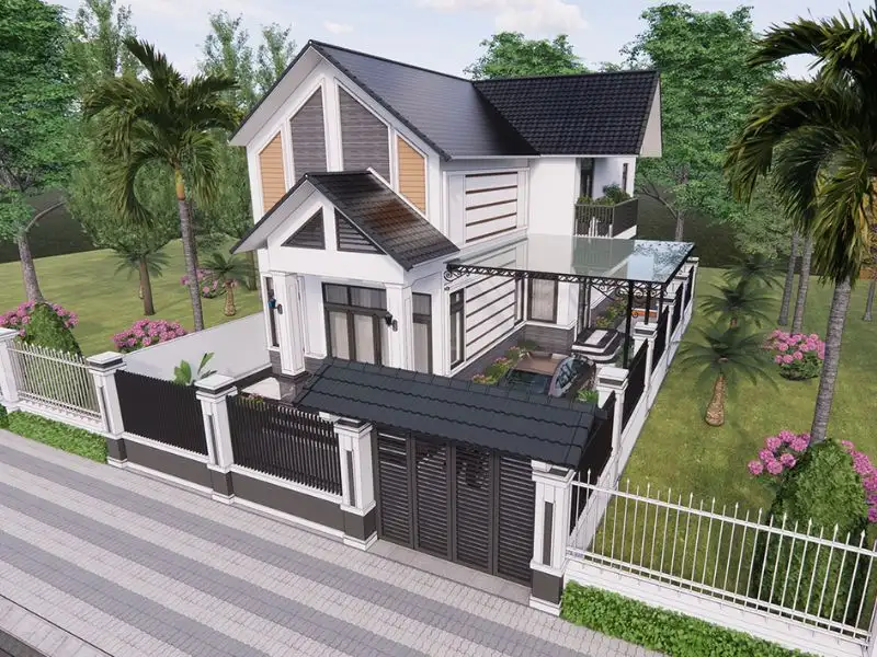 Mẫu nhà 6x12 có gác lửng với khuôn viên vườn thoáng đãng Xây dựng Nhất Tín 1