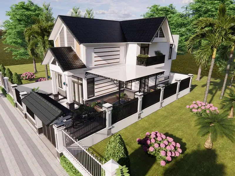 Mẫu nhà 6x12 có gác lửng với khuôn viên vườn thoáng đãng Xây dựng Nhất Tín 1