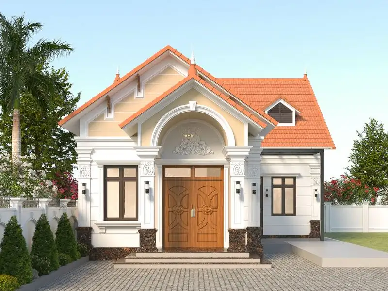 Mẫu nhà 6x12m 1 tầng mái Thái với kiến trúc kiểu chữ L ở nông thôn Xây dựng Nhất Tín 1