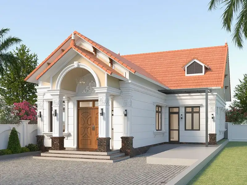 Mẫu nhà 6x12m 1 tầng mái Thái với kiến trúc kiểu chữ L ở nông thôn Xây dựng Nhất Tín 1