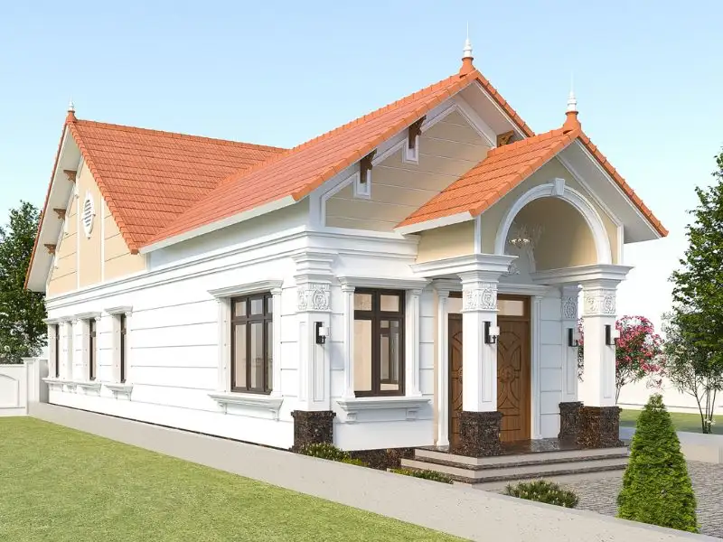 Mẫu nhà 6x12m 1 tầng mái Thái với kiến trúc kiểu chữ L ở nông thôn Xây dựng Nhất Tín 1