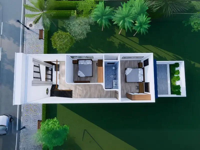 Mẫu nhà 6x8m gác lửng với thiết kế mái tôn Xây dựng Nhất Tín 1