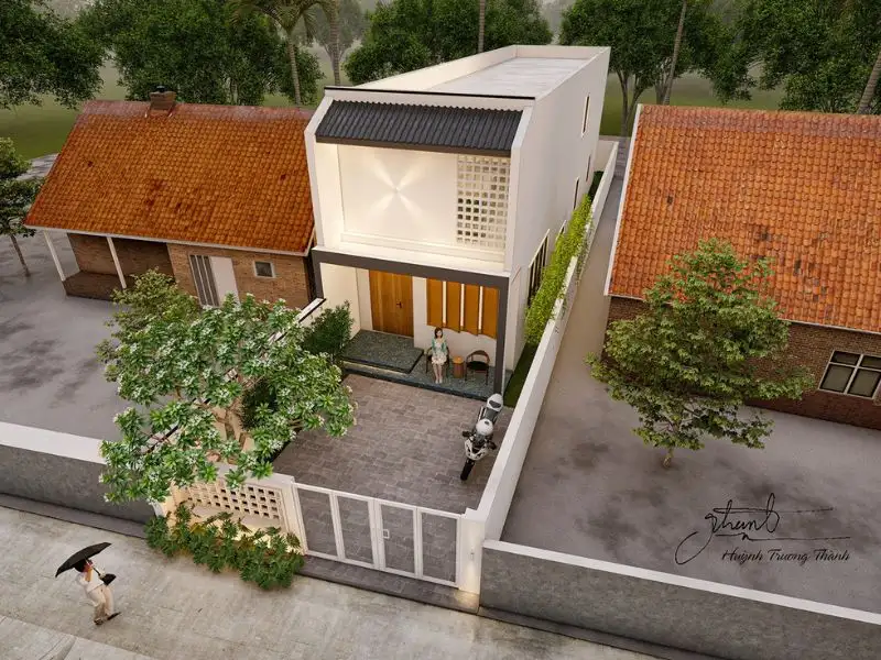 Mẫu nhà cấp 4 6x12 với thiết kế mặt tiền gạch bông gió ô vuông Xây dựng Nhất Tín 1